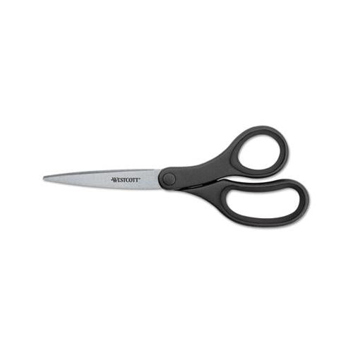 Kleenearth Basic Plastic Handle Scissors, 8" Long, 3.25" Cut Length, Black Straight Handle