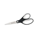 Kleenearth Soft Handle Scissors, 8" Long, 3.25" Cut Length, Black-gray Straight Handle