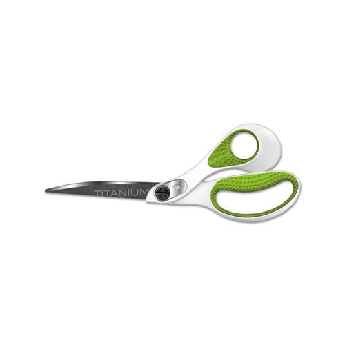 Carbotitanium Bonded Scissors, 9" Long, 4.5" Cut Length, White-green Bent Handle