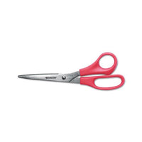 Value Line Stainless Steel Shears, 8" Long, 3.5" Cut Length, Red Straight Handle