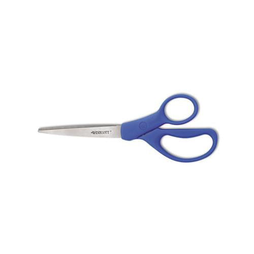 Preferred Line Stainless Steel Scissors, 8" Long, 3.5" Cut Length, Blue Straight Handle