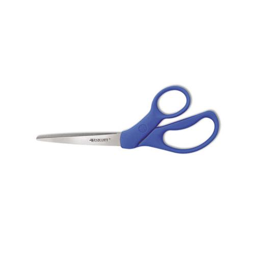 Preferred Line Stainless Steel Scissors, 8" Long, 3.5" Cut Length, Blue Offset Handle