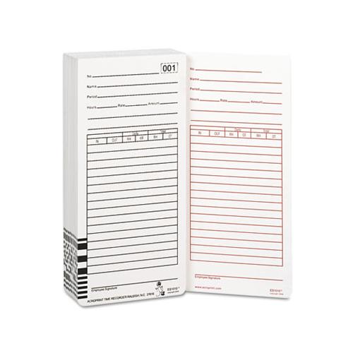 Time Card For Es1000 Electronic Totalizing Payroll Recorder, 100-pack