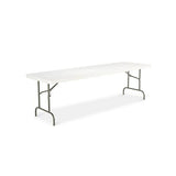 Resin Rectangular Folding Table, Square Edge, 96w X 30d X 29h, Platinum