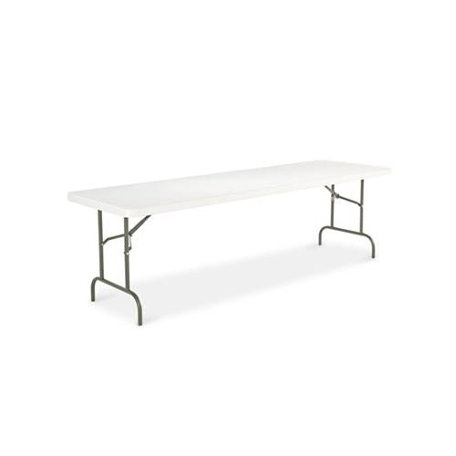 Resin Rectangular Folding Table, Square Edge, 96w X 30d X 29h, Platinum