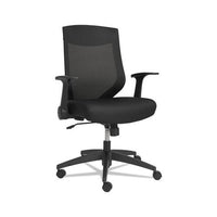 Alera Eb-k Series Synchro Mid-back Flip Arm Mesh-chair, Supports Up To 275 Lbs, Black Seat-black Back, Black Base