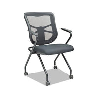 Alera Elusion Mesh Nesting Chairs, Padded Arms, Black Seat-black Back, Black Base, 2-carton