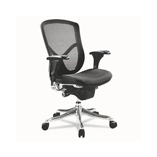 Alera Eq Series Ergonomic Multifunction Mid-back Mesh Chair, Supports Up To 250 Lbs., Black Seat-black Back, Aluminum Base