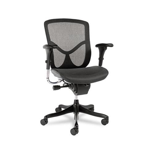 Alera Eq Series Ergonomic Multifunction Mid-back Mesh Chair, Supports Up To 250 Lbs., Black Seat-black Back, Black Base