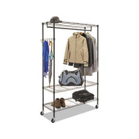 Wire Shelving Garment Rack, 40 Garments, 48w X 18d X 75h, Black