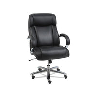 Alera Maxxis Series Big And Tall Leather Chair, Supports Up To 500 Lbs., Black Seat-black Back, Chrome Base