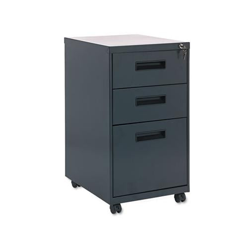 Three-drawer Metal Pedestal File, 14.96w X 19.29d X 27.75h, Charcoal