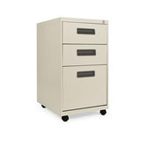 Three-drawer Metal Pedestal File, 14.96w X 19.29d X 27.75h, Putty