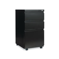 Three-drawer Metal Pedestal File With Full-length Pull, 14.96w X 19.29d X 27.75h, Black