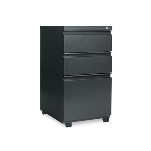 Three-drawer Metal Pedestal File With Full-length Pull, 14.96w X 19.29d X 27.75h, Charcoal