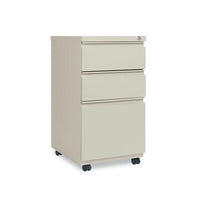 Three-drawer Metal Pedestal File With Full-length Pull, 14.96w X 19.29d X 27.75h, Putty