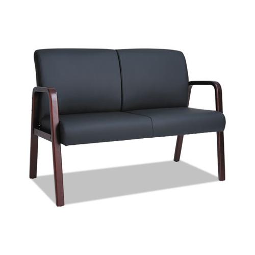 Alera Reception Lounge Series Wood Loveseat, 44.88w X 26.13d X 33h, Black-mahogany