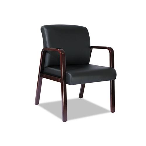 Alera Reception Lounge Wl Series Guest Chair, 24.21'' X 26.14'' X 32.67'', Black Seat-black Back, Mahogany Base