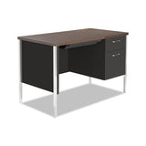 Single Pedestal Steel Desk, Metal Desk, 45.25w X 24d X 29.5h, Mocha-black