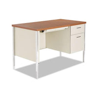 Single Pedestal Steel Desk, Metal Desk, 45.25w X 24d X 29.5h, Cherry-putty