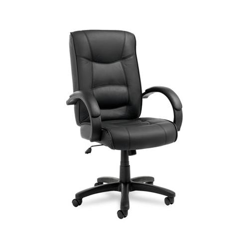 Alera Strada Series High-back Swivel-tilt Top-grain Leather Chair, Supports Up To 275 Lbs, Black Seat-black Back, Black Base