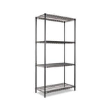 Nsf Certified Industrial 4-shelf Wire Shelving Kit, 36w X 18d X 72h, Black