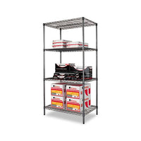 Wire Shelving Starter Kit, Four-shelf, 36w X 24d X 72h, Black Anthracite