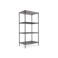 Nsf Certified Industrial 4-shelf Wire Shelving Kit, 36w X 24d X 72h, Black