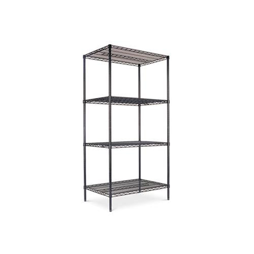 Nsf Certified Industrial 4-shelf Wire Shelving Kit, 36w X 24d X 72h, Black