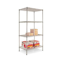 Nsf Certified Industrial 4-shelf Wire Shelving Kit, 36w X 24d X 72h, Silver