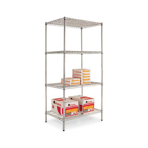 Nsf Certified Industrial 4-shelf Wire Shelving Kit, 36w X 24d X 72h, Silver