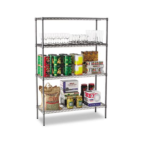 Wire Shelving Starter Kit, Four-shelf, 48w X 18d X 72h, Black Anthracite