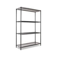 Nsf Certified Industrial 4-shelf Wire Shelving Kit, 48w X 18d X 72h, Black