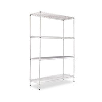 Nsf Certified Industrial 4-shelf Wire Shelving Kit, 48w X 18d X 72h, Silver