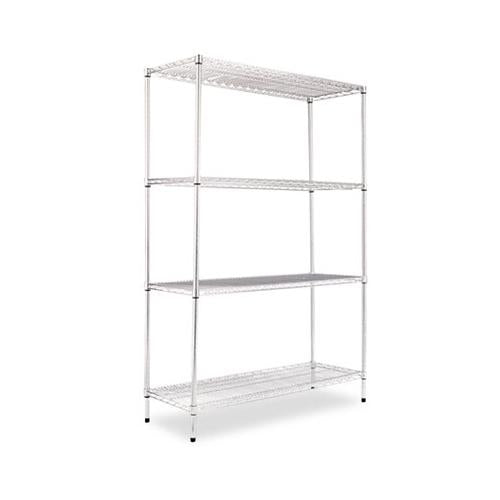 Nsf Certified Industrial 4-shelf Wire Shelving Kit, 48w X 18d X 72h, Silver