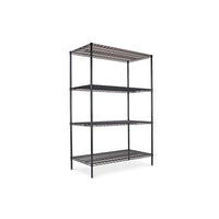 Nsf Certified Industrial 4-shelf Wire Shelving Kit, 48w X 24d X 72h, Black