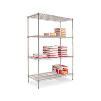 Nsf Certified Industrial 4-shelf Wire Shelving Kit, 48w X 24d X 72h, Silver