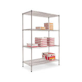 Nsf Certified Industrial 4-shelf Wire Shelving Kit, 48w X 24d X 72h, Silver