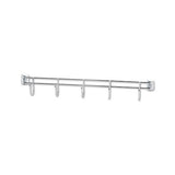 Hook Bars For Wire Shelving, Five Hooks, 24" Deep, Silver, 2 Bars-pack