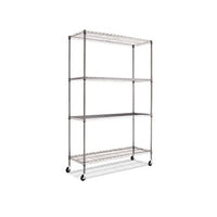 Nsf Certified 4-shelf Wire Shelving Kit With Casters, 48w X 18d X 72h, Black Anthracite