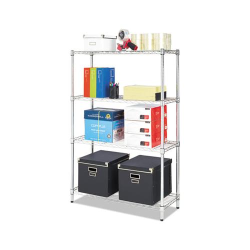 Residential Wire Shelving, Four-shelf, 36w X 14d X 54h, Silver