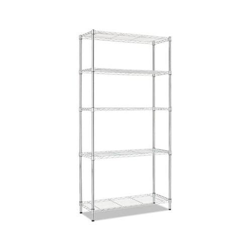 Residential Wire Shelving, Five-shelf, 36w X 14d X 72h, Silver