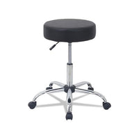 Height Adjustable Lab Stool, 24.38" Seat Height, Supports Up To 275 Lbs., Black Seat-black Back, Chrome Base