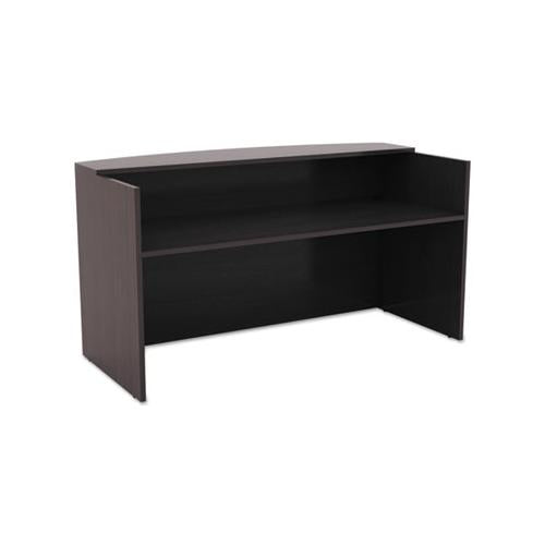 Alera Valencia Series Reception Desk With Counter, 71w X 35.5d X 42.5h, Espresso