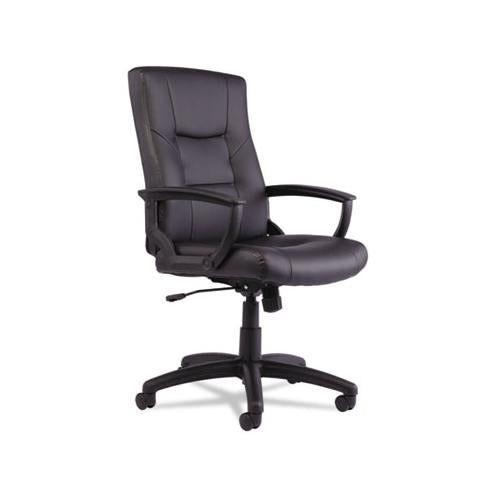 Alera Yr Series Executive High-back Swivel-tilt Leather Chair, Supports Up To 275 Lbs, Black Seat-black Back, Black Base