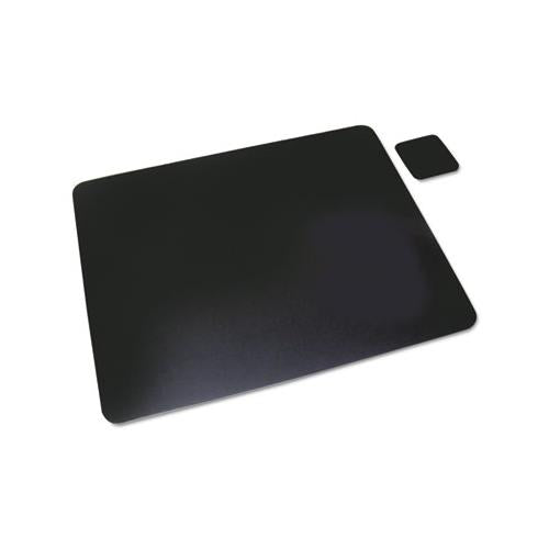 Leather Desk Pad W-coaster, 20 X 36, Black
