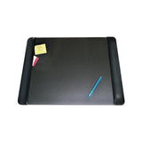 Executive Desk Pad With Antimicrobial Protection, Leather-like Side Panels, 24 X 19, Black