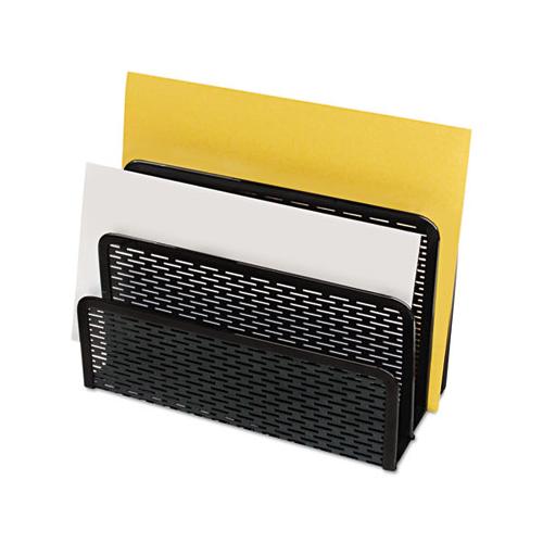 Urban Collection Punched Metal Letter Sorter, 3 Sections, Dl To A6 Size Files, 6.5" X 3.25" X 5.5", Black