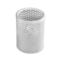 Urban Collection Punched Metal Pencil Cup, 3 1-2 X 4 1-2, White