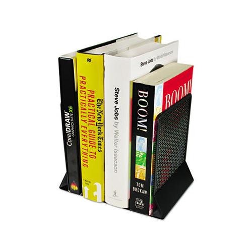 Urban Collection Punched Metal Bookends, 6 1-2 X 6 1-2 X 5 1-2, Black
